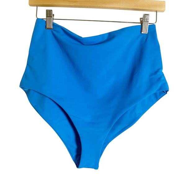 Mara Hoffman Lydia Solid Blue High Waisted Bikini Swimsuit Bottoms Size L - Picture 4 of 11